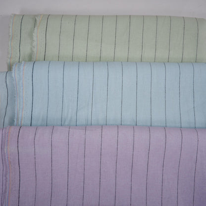 Premium Linen striped Fabric in pale green | Toulouse stripe Medium weight multicolor stripes  Copenhagen Stripe