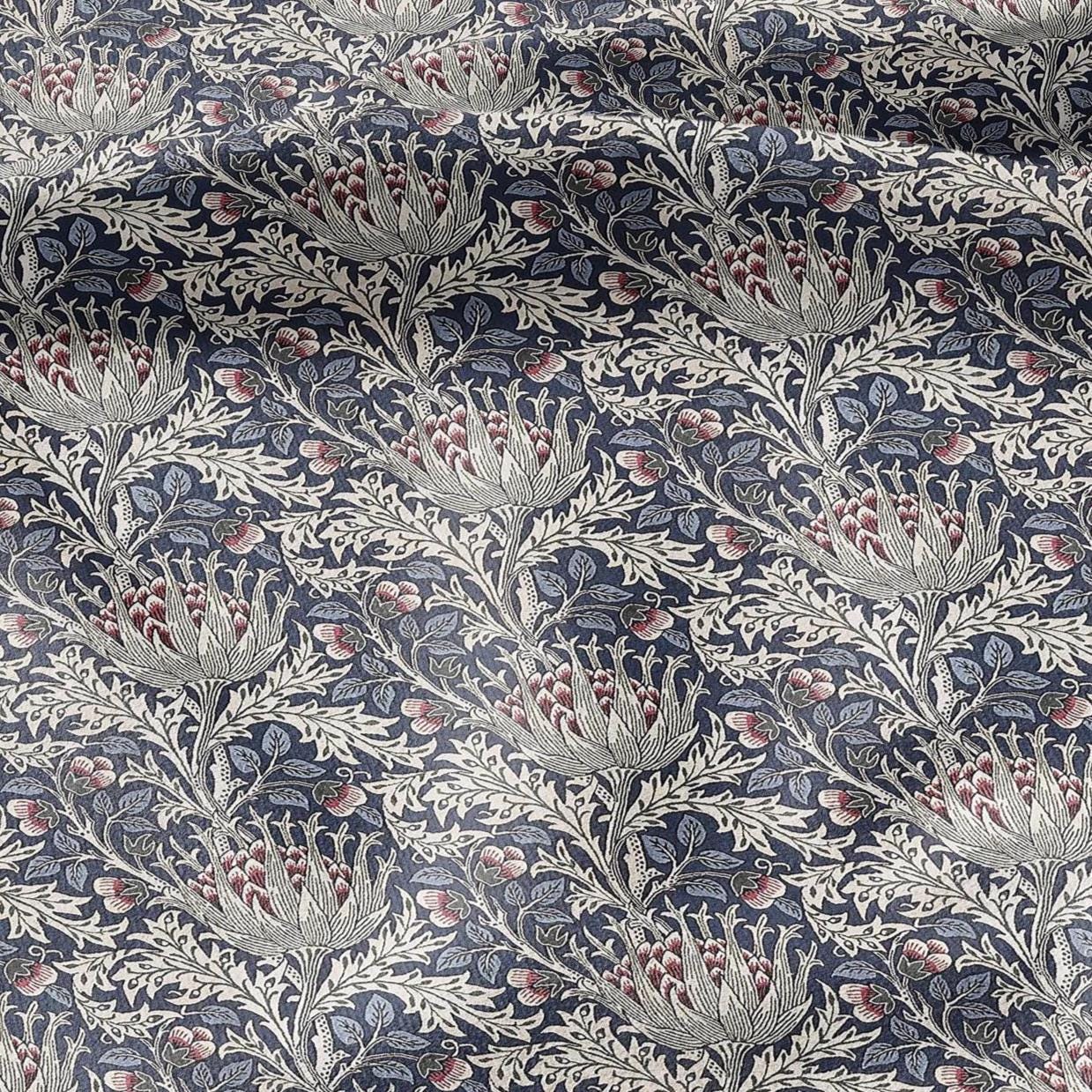 100% LINEN Fabric William Morris Artichoke blue print - British linen floral upholstery home textile Victorian fabrics 3193