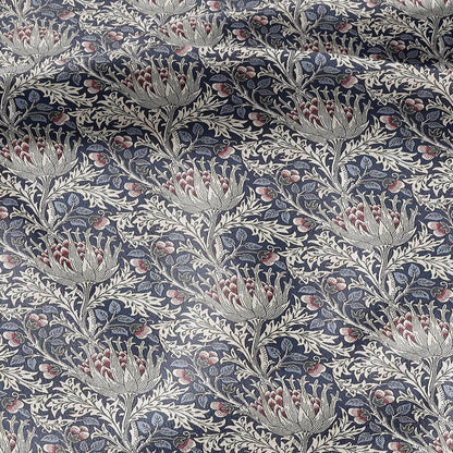 100% LINEN Fabric William Morris Artichoke blue print - British linen floral upholstery home textile Victorian fabrics 3193