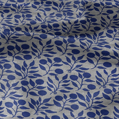 100% LINEN Fabric William Morris Rosehip blue gray - oatmeal linen fabric with botanical print - Victorian Art Craft Historical 3285