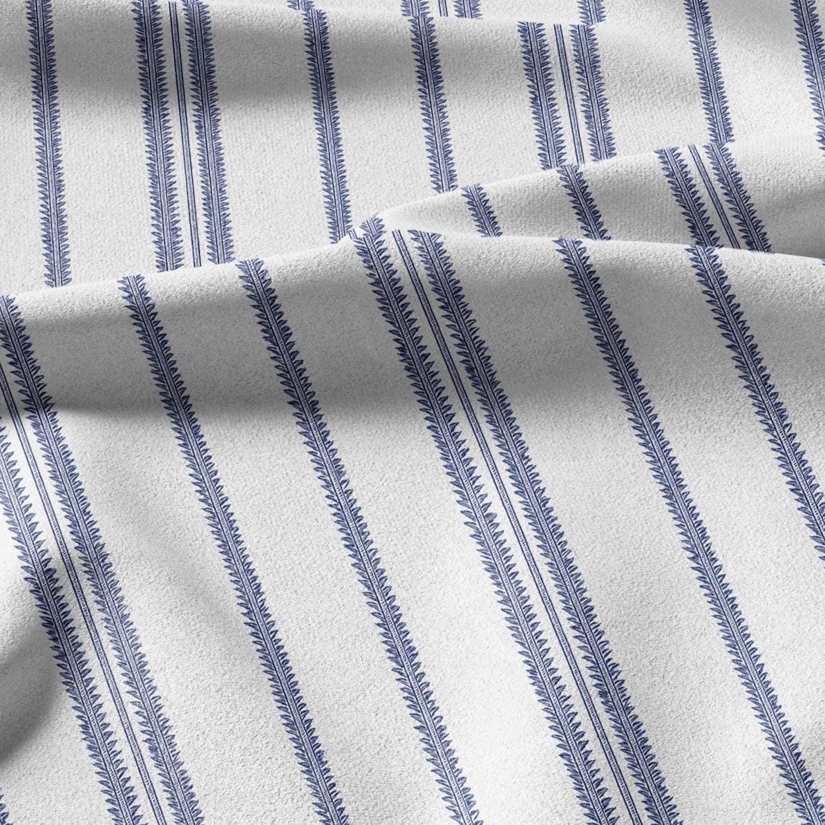 100% linen fabric stripe blue print - Vintage grain sack geometric - Historical pattern upholstery dress making 3381