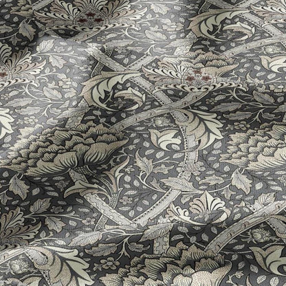 100% LINEN Fabric William Morris windrush gray print - British linen floral upholstery home textile Victorian fabrics 2737