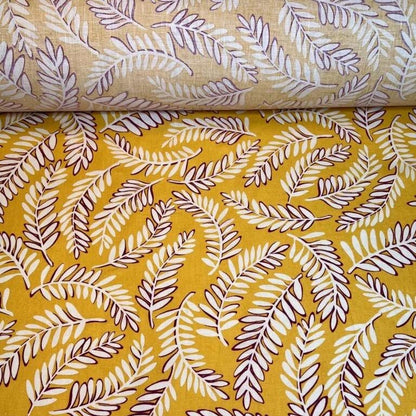 Premium Laundered Linen with blue print | 100% LINEN | Midweight linen fabric with blue floral print for dresses clothing home textile