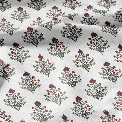 100% LINEN Fabric Karnikara block print - Indian floral linen heavy for upholstery home decor - medium for dress making 2832