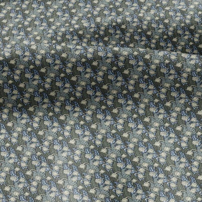 100% linen Lily-of-valley prints fabric for Curtain Upholstery Cushion - Art deco flower print fabric for dress making sewing