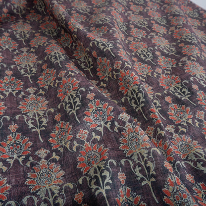 100% LINEN Fabric in floral block print - botanical linen fabric for upholstery home decor curtains dress making pillowcases 2348