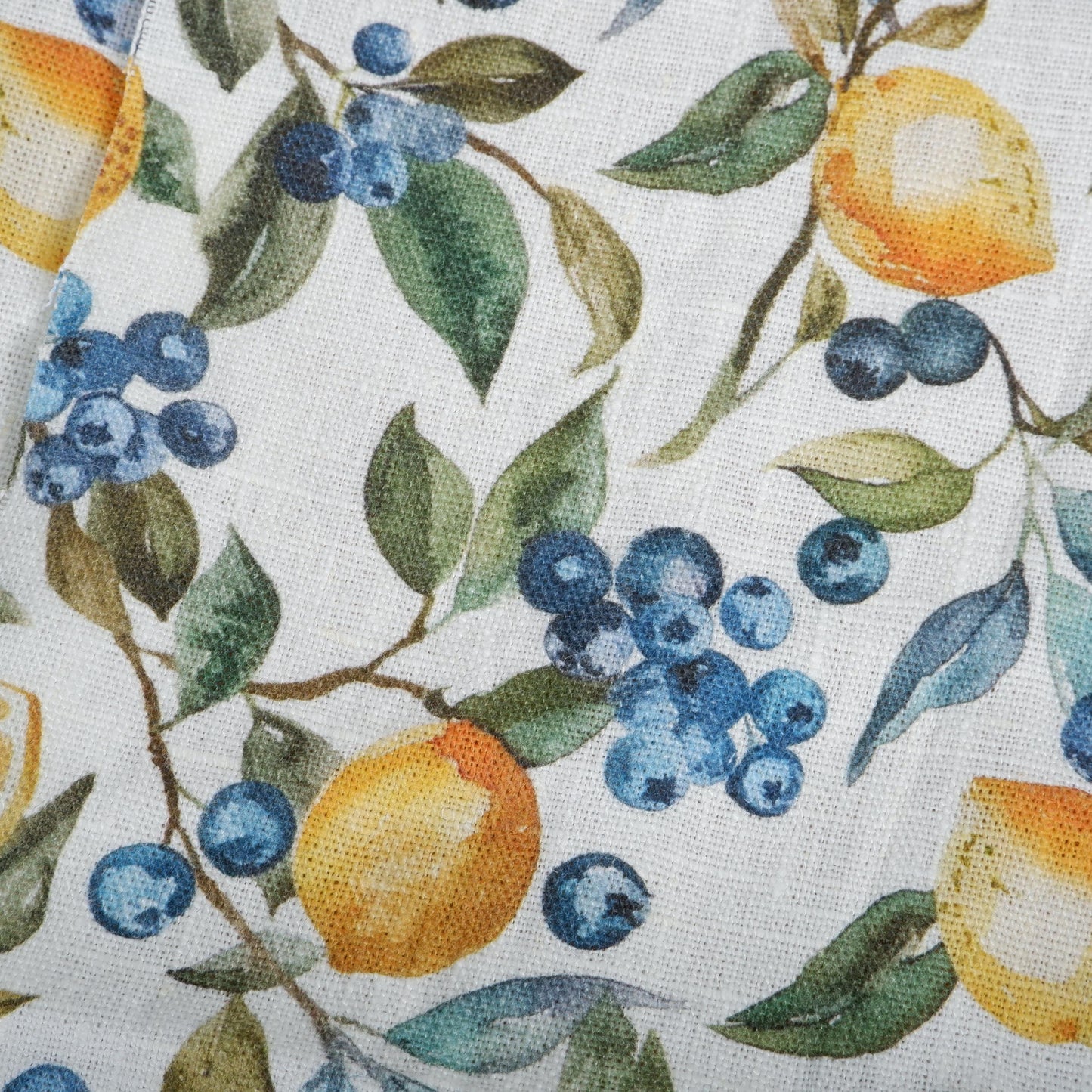 100% LINEN Fabric with lemon blueberry pattern - linen fabric for upholstery home decor dressmaking clothing sewing LithuanianLinen