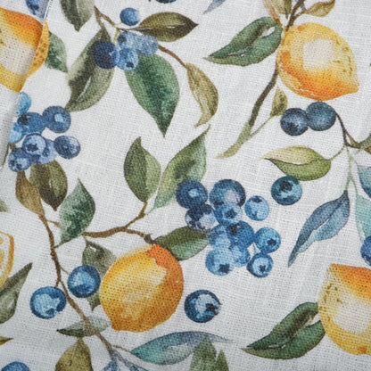 100% LINEN Fabric with lemon blueberry pattern - linen fabric for upholstery home decor dressmaking clothing sewing LithuanianLinen