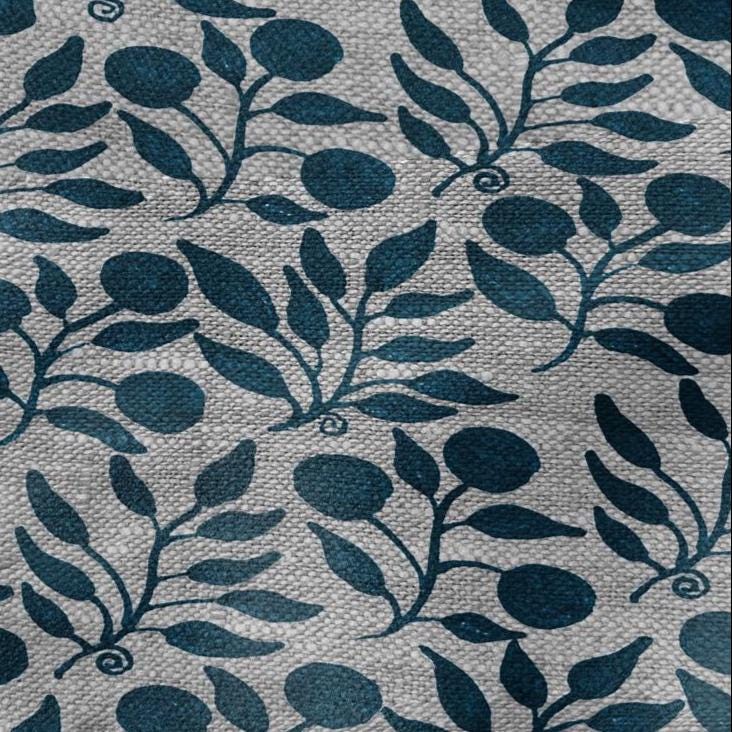100% LINEN Fabric William Morris Rosehip teal gray - oatmeal linen fabric with botanical print - Victorian Art Craft Historical 3279