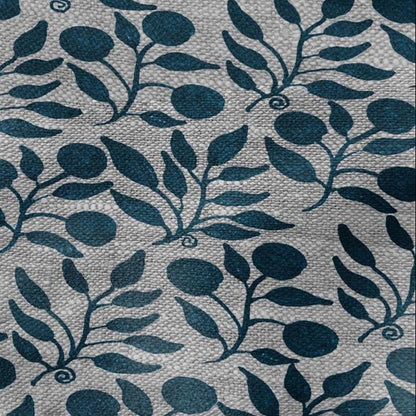 100% LINEN Fabric William Morris Rosehip teal gray - oatmeal linen fabric with botanical print - Victorian Art Craft Historical 3279