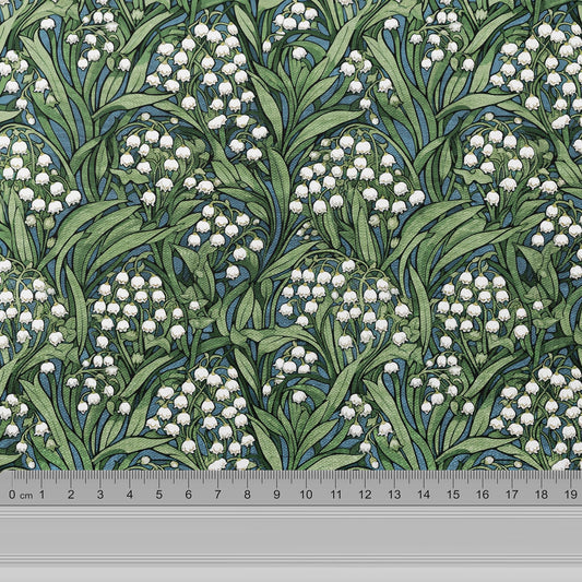 100% LINEN Fabric lily of the valley, botanical flax fabric Greenery print for upholstery dressmaking clothing  - Floral flax Spring fabric
