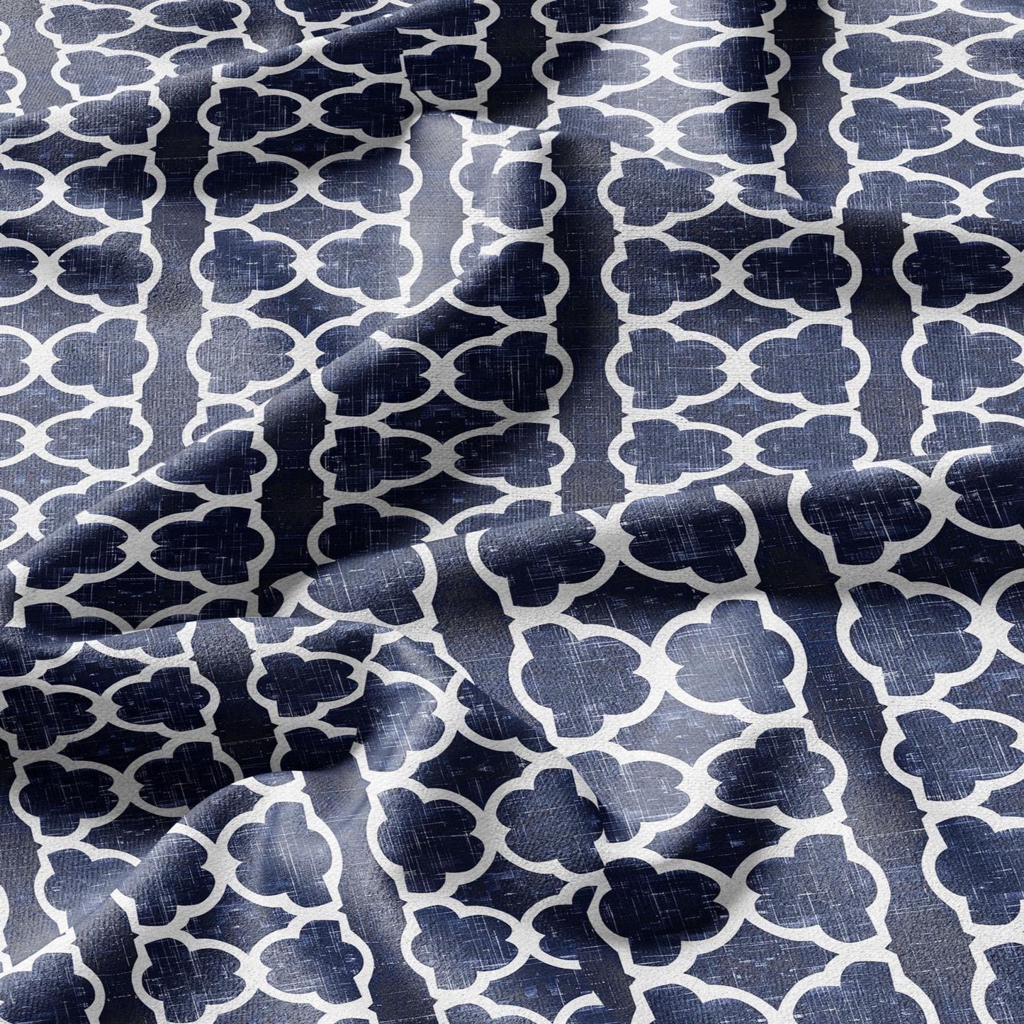 100% LINEN Fabric Indigo blue abstract print - blue linen Arabesque fabric for upholstery home decor dress making