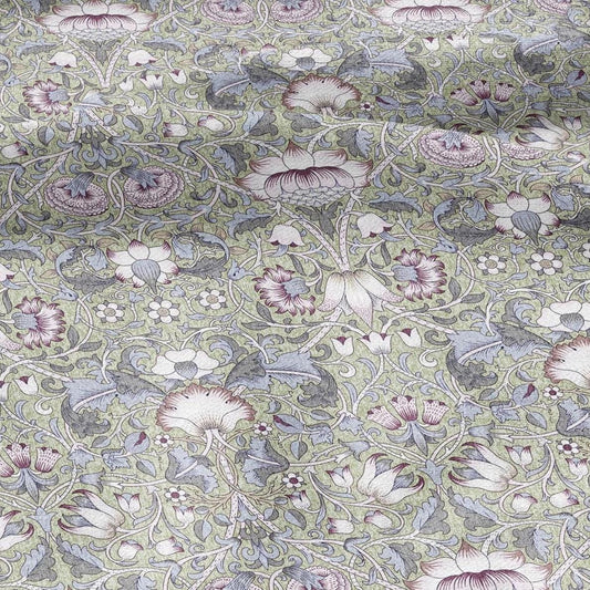 William Morris Lodden blue print on 100% LINEN - Victorian Art crafts linen Fabric - botanical Historical upholstery home textile