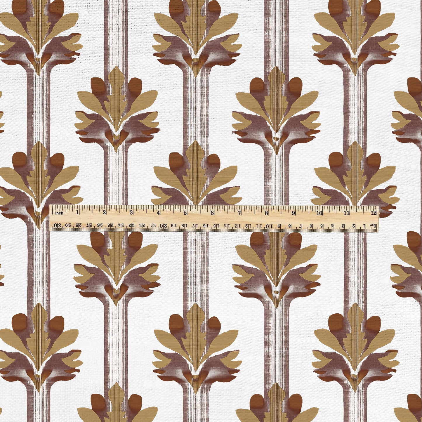 100% LINEN Fabric Stripe floral brown print  - floral upholstery home textile artisan fabric brown white 3136