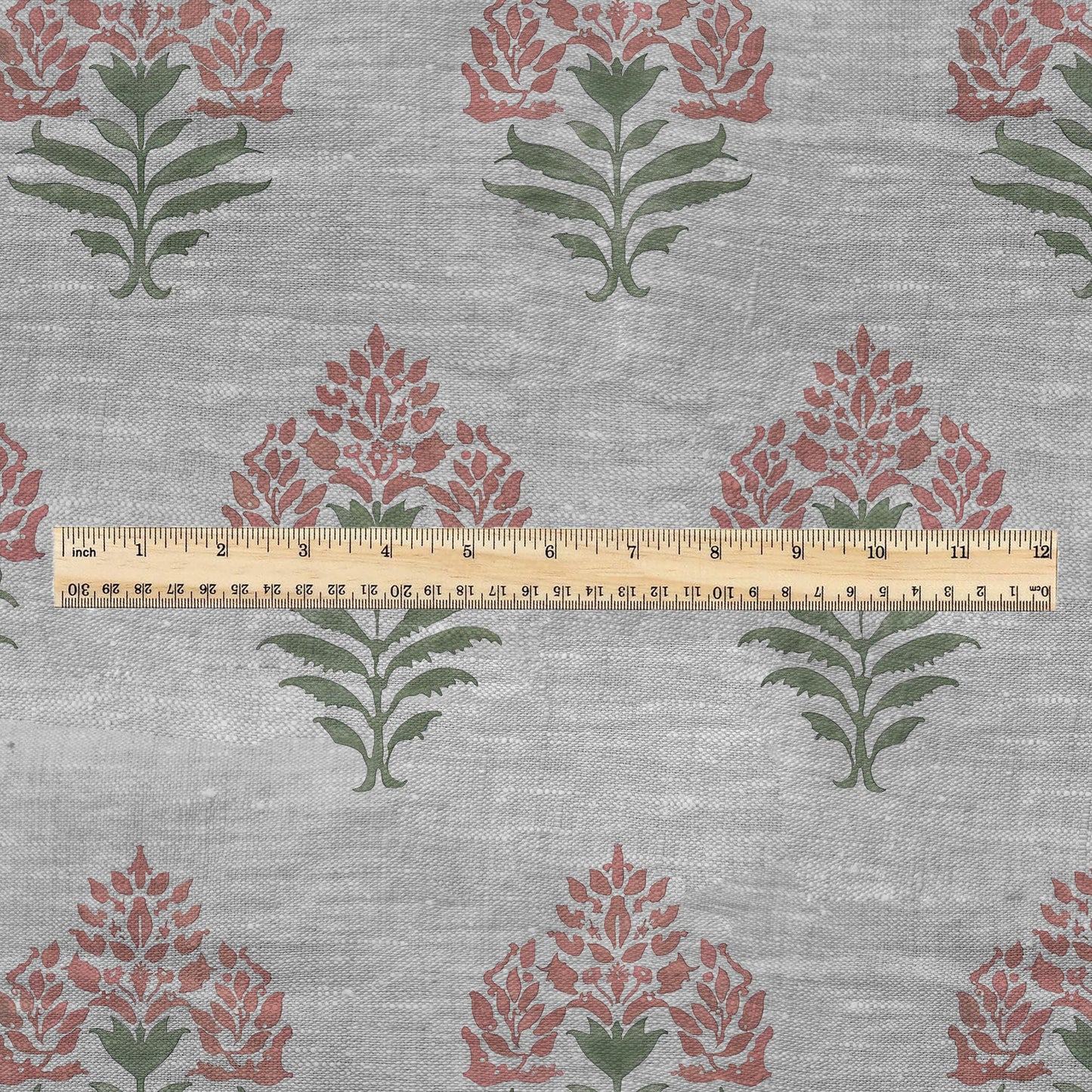100% LINEN Fabric Block print Parijat flower - oatmeal linen fabric with floral print - heavy for home decor clothing 2751