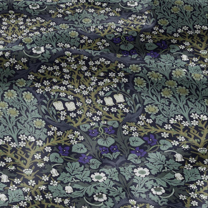 William Morris Blackthorn 100% LINEN Fabric - British linen floral upholstery home textile Victorian fabrics blue green 3171
