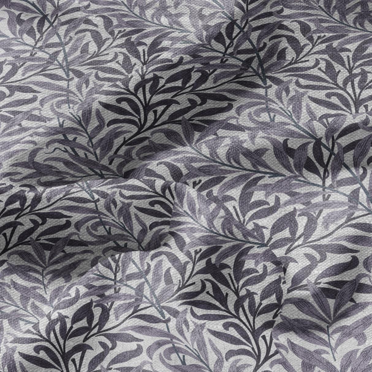100% LINEN Fabric William Morris Bough Willow - oatmeal natur linen fabric with botanical print - Victorian Art Craft Historical 3186