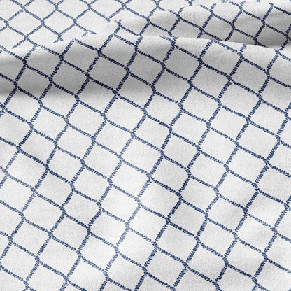 100% LINEN Fabric Herritage trellis print - Grandmillennial Modern vintage blue - upholstery curtains dress making 2949