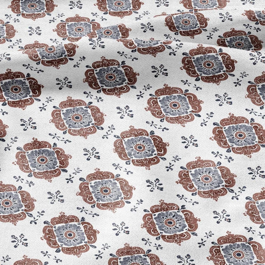 100% LINEN Fabric Flower block print - mustard yellow Indian floral linen heavy for upholstery home decor - medium for dress making 2795