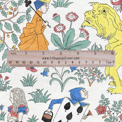 100% linen fabric - Alice in Wonderland by Voysey - Victorian Art crafts - Historical pattern for upholstery dress making 2984