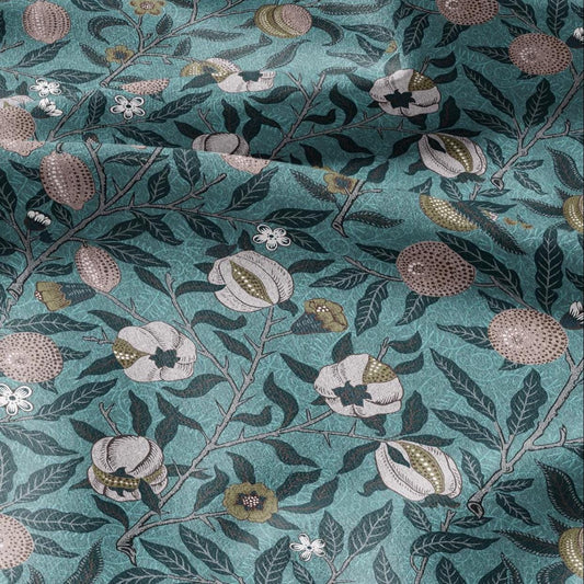 William Morris Fruits 100% LINEN Fabric - British linen floral upholstery - lemon Pomegranate home textile Victorian fabrics teal 3178