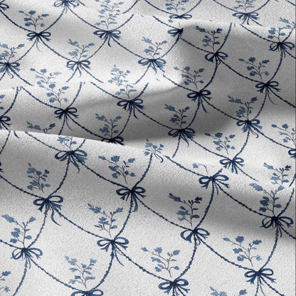 100% linen fabric Blue white diamond lattice print - Large Scale Botanical Damask Pattern for Upholstery Curtains Home Decor 3426
