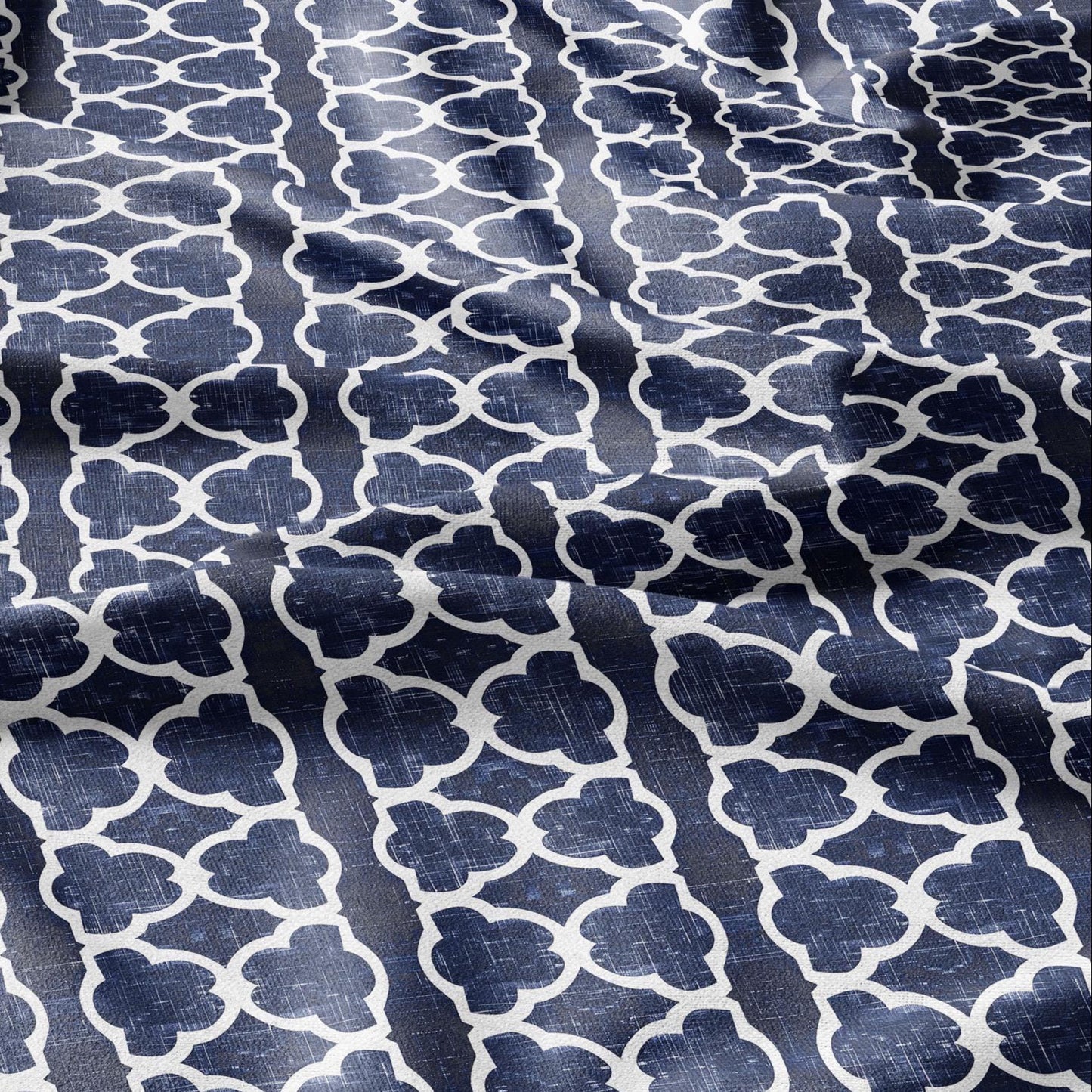 100% LINEN Fabric Indigo blue abstract print - blue linen Arabesque fabric for upholstery home decor dress making