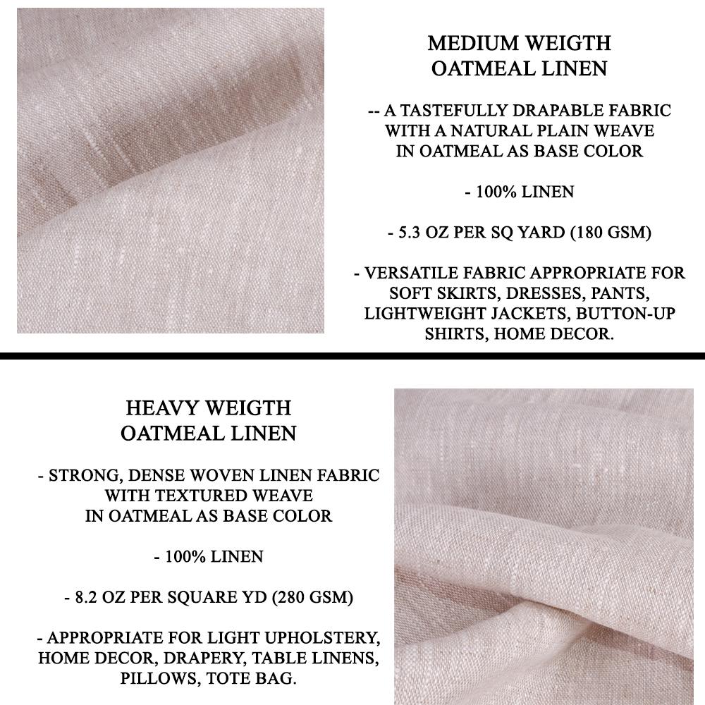 100% LINEN Fabric floral stripe block print on oatmeal linen - heavy fabric for upholstery or medium weight linen for dress making 2504