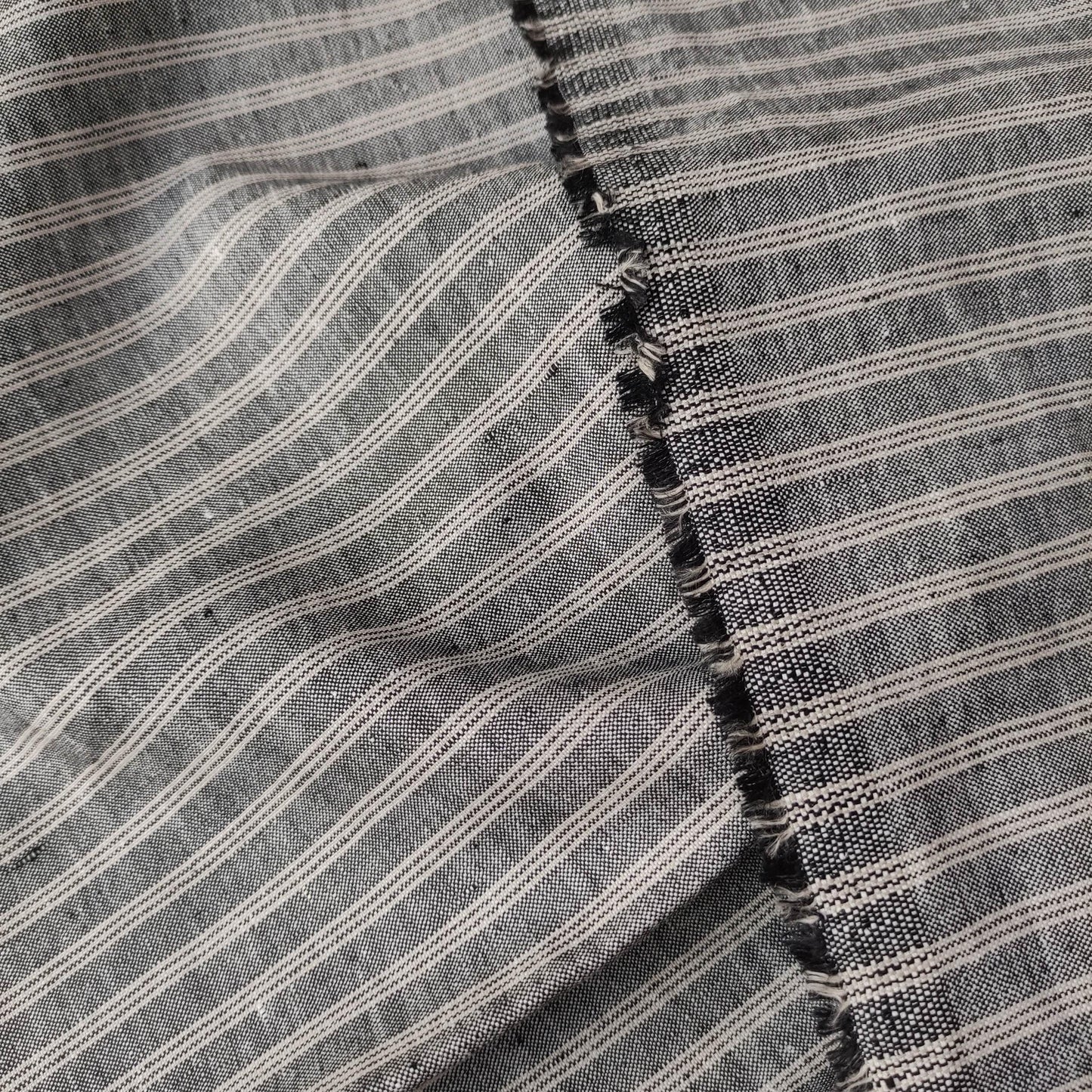 Premium Linen striped Fabric in blue natural linen | Marseille stripe Medium weight stripe fabrics for home textile curtains jackets