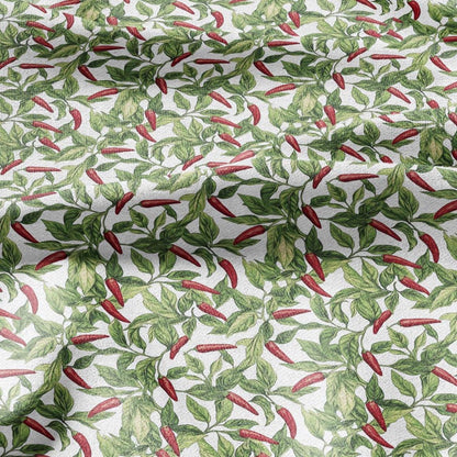 100% LINEN Fabric Chili pepper print linen - floral linen botanical fabric for upholstery home decor dress making 2206