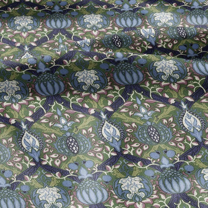 100% LINEN Fabric William Morris Granada print - British Victorian floral green blue 3207
