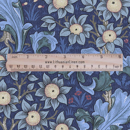 William Morris Orchard 100% LINEN Art and Crafts Fabric - Blue Victorian flax fabric - British historical pattern 3002