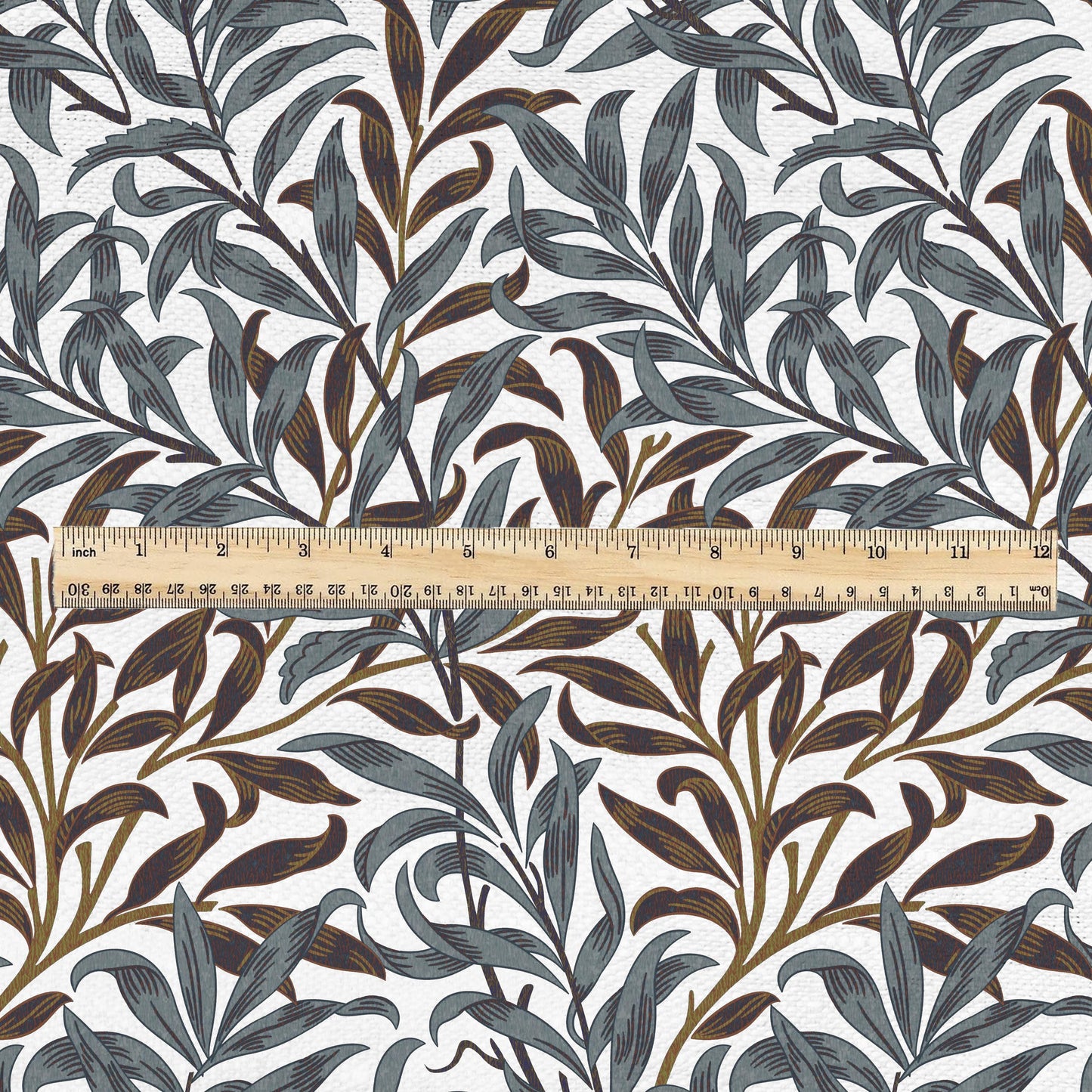 William Morris Willow Bough gray brown 100% LINEN Fabric - British linen floral upholstery home textile Victorian fabrics 3174