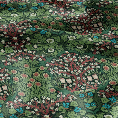 William Morris Blackthorn 100% LINEN Fabric - British linen floral upholstery home textile Victorian fabrics green 3175