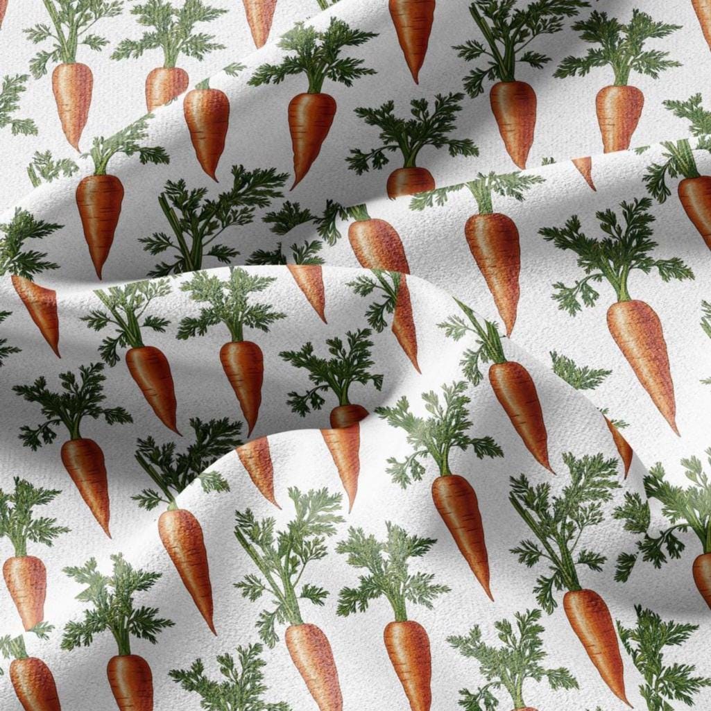 100% LINEN Fabric Carrots print - vegetable botanical stripe upholstery home textile artisan brown white 2371