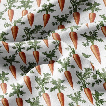 100% LINEN Fabric Carrots print - vegetable botanical stripe upholstery home textile artisan brown white 2371