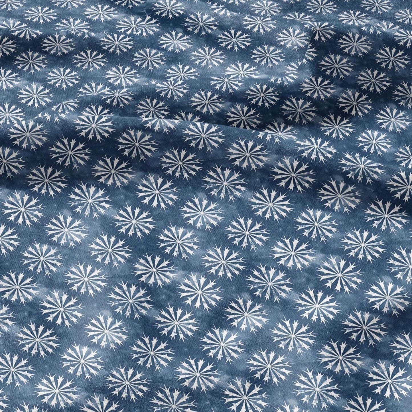 100% LINEN Fabric oriental print - blue star floral block print - 2389 - upholstery home decor clothing  sewing 2389
