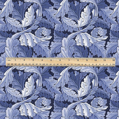 William Morris Acanthus blue print on 100% LINEN - Victorian Art crafts linen Fabric - botanical Historical upholstery home textile 3635
