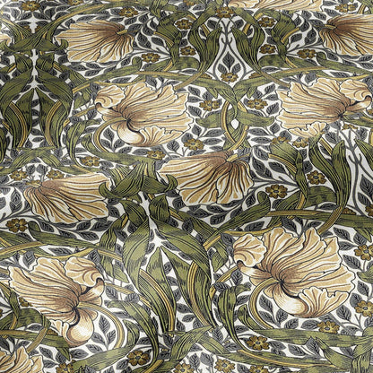 100% LINEN fabric - William Morris Pimpernel olive green beige - British Victorian Art Craft flax - sewing home decor or clothing 3816