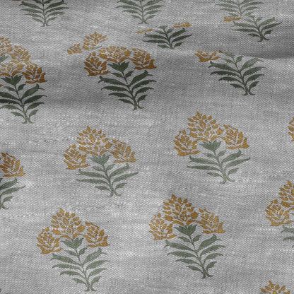 100% LINEN Fabric Block print Parijat flower - oatmeal linen fabric with floral print - heavy for home decor clothing 2753