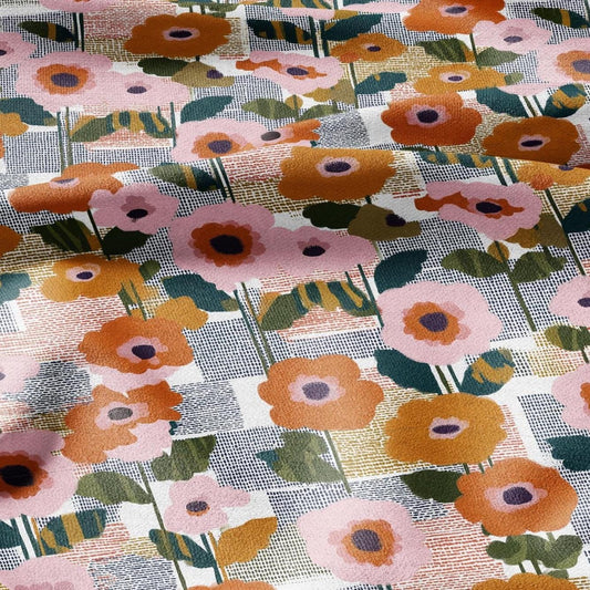 100% LINEN Fabric finnish Flower print - modern vintage floral linen fabric for upholstery or home decor 2842