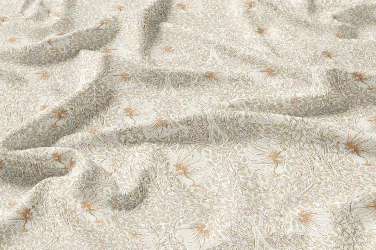 100% LINEN fabric - William Morris Pimpernel beige - British Victorian flax - sewing upholstery home decor or clothing 3848