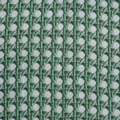 100% LINEN Fabric green bamboo trellis - botanical textile artisan fabrics green white 3685