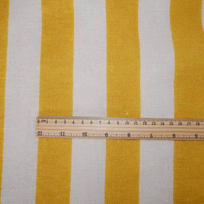 100% LINEN Fabric Maxi striped yellow white Avignon - french linen floral upholstery home textile Victorian fabrics 3351