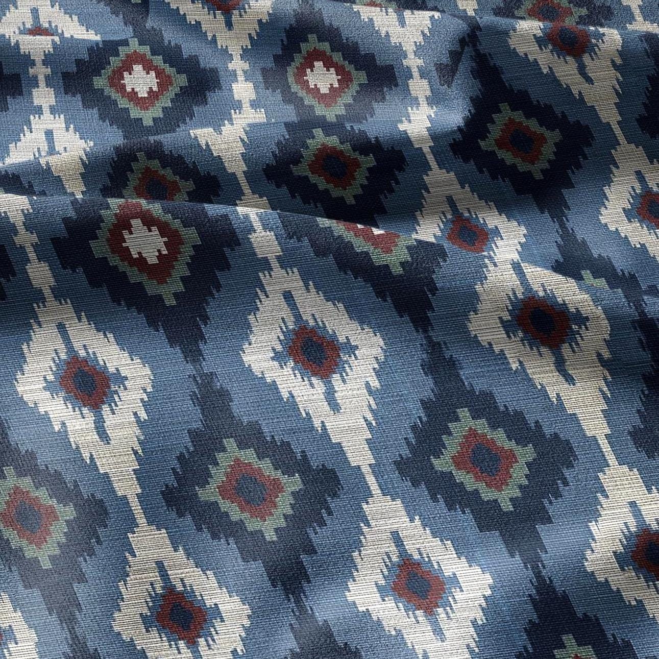 100% linen fabric Ikat geometric print - Vintage modern 3390