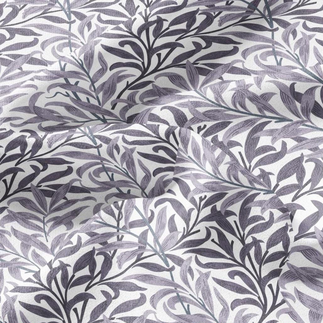 William Morris Willow Bough gray 100% LINEN Fabric - British linen floral upholstery home textile Victorian fabrics 3186
