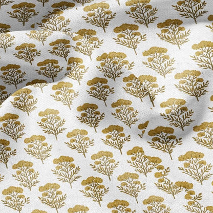 100% LINEN Fabric block print in mustard floral -tansy print heavy linen fabric for upholstery home decor dress making 2812