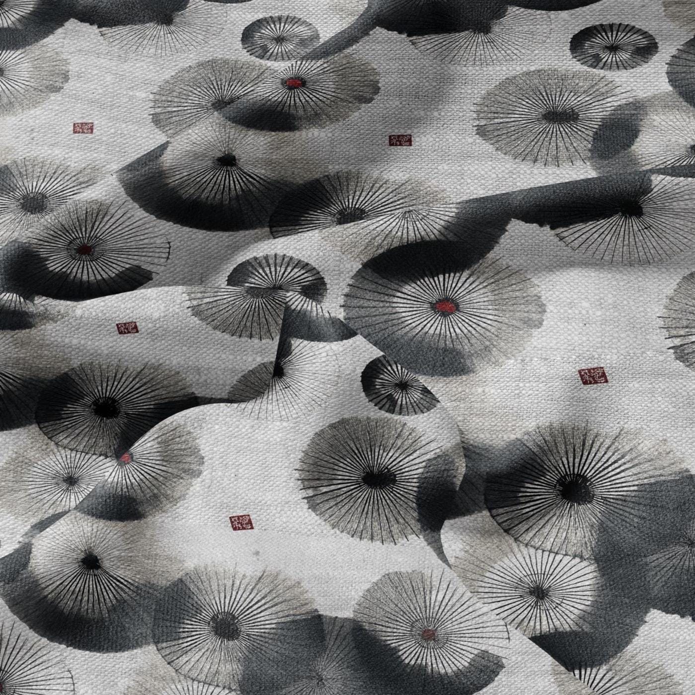 100% linen fabric - Amagasa japanese print  - Abstract Japan umbrella - fabric for home decor dress making 3011