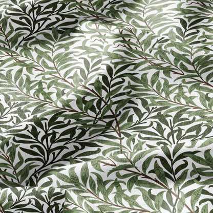 William Morris Willow Bough green print 100% LINEN Fabric - British linen floral upholstery home textile Victorian fabrics 3182