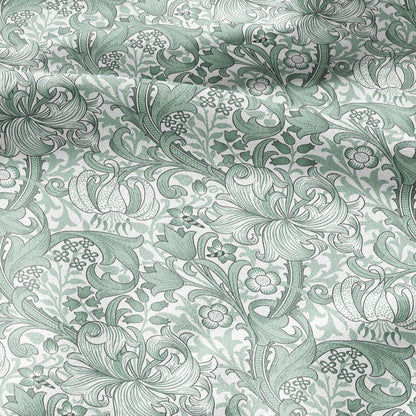 William Morris Golden Lily sage green 100% LINEN Fabric - British linen floral upholstery home textile Victorian fabrics 3234